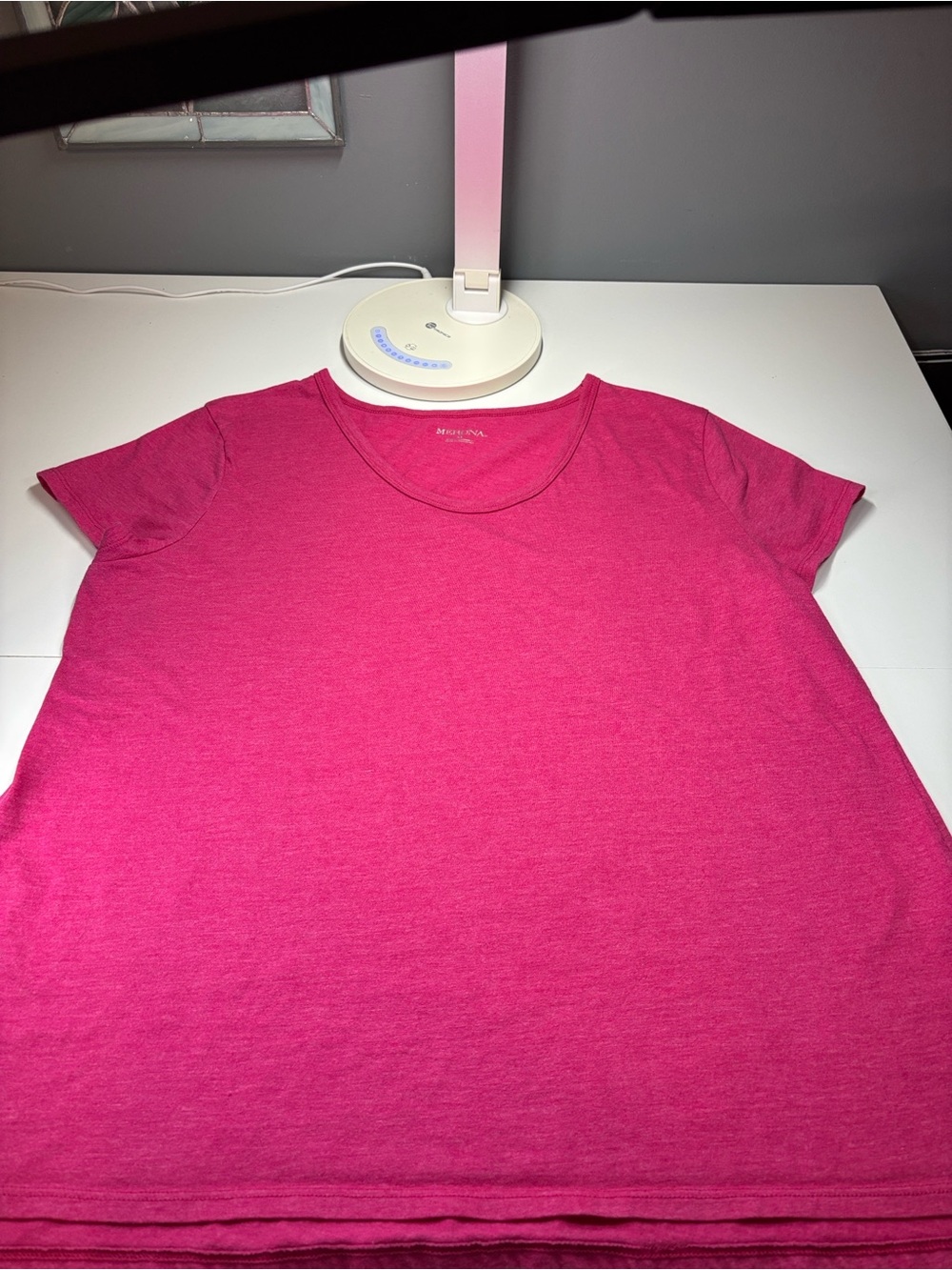 Merona Women's Short Sleeve Crewneck Tee Bright Fuchsia EUC Size XL